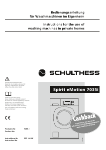 Manual Schulthess Spirit eMotion 7035i Washing Machine