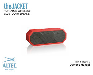Manual Altec Lansing IMW455 The Jacket Speaker