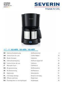 Brugsanvisning Severin KA 4835 Kaffemaskine