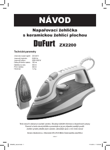 Návod DuFurt ZX2200 Žehlička