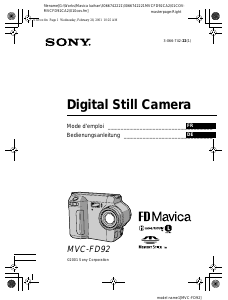 Mode d’emploi Sony MVC-FD92 Appareil photo numérique