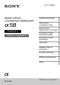 Instrukcja Sony Alpha SLT-A58K Aparat cyfrowy