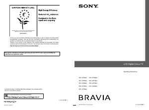 Manual Sony Bravia KDL-37P3600 LCD Television