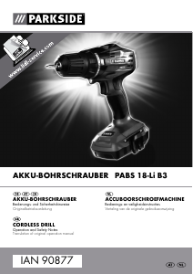 Manual Parkside PABS 18-Li B3 Drill-Driver