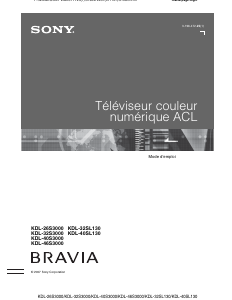 Mode d’emploi Sony Bravia KDL-46S3000 Téléviseur LCD