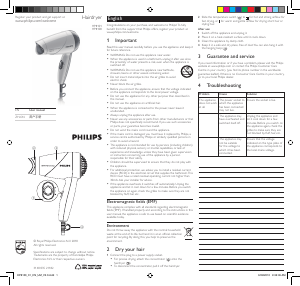 Manual Philips HP8101 SalonDry Compact Hair Dryer