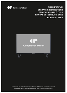 Mode d’emploi Continental Edison CELED320716B3 Téléviseur LED