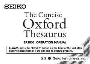 Manual Seiko ER2000 Electronic Dictionary