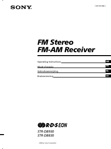 Manual Sony STR-DB830 Receiver