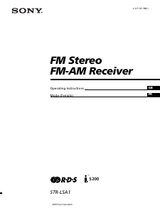 Manual Sony STR-LSA1 Receiver