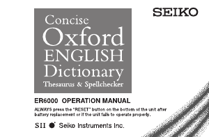 Manual Seiko ER6000 Electronic Dictionary