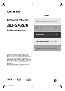 Bedienungsanleitung Onkyo BD-SP809 Blu-ray player