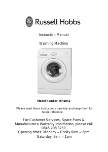 Manual Russell Hobbs RH1042 Washing Machine