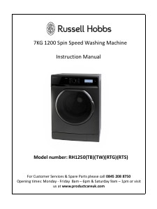 Manual Russell Hobbs RH1250TB Washing Machine