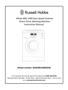 Manual Russell Hobbs RHWM81400DIDB Washing Machine