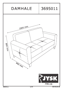 Panduan JYSK Damhale (190x80x84) Sofa
