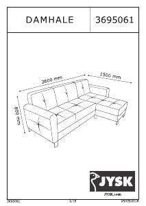 Manual JYSK Damhale (260x80x84) Canapea