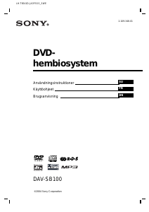 Käyttöohje Sony DAV-SB100 Kotiteatterijärjestelmä