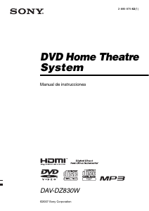 Manual de uso Sony DAV-DZ830W Sistema de home cinema
