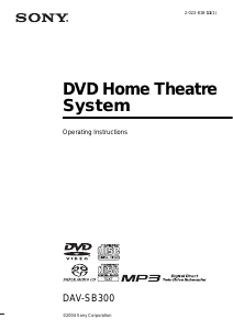 Manual Sony DAV-SB300 Home Theater System