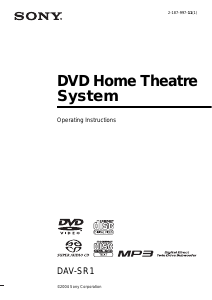 Manual Sony DAV-SR1 Home Theater System