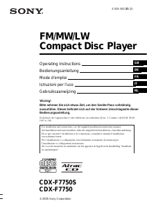 Mode d’emploi Sony CDX-F7750 Autoradio