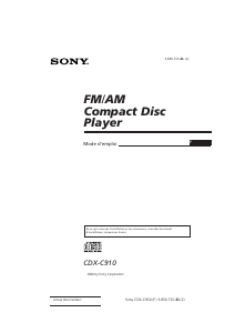 Mode d’emploi Sony CDX-C910 Autoradio