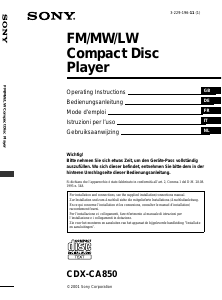 Mode d’emploi Sony CDX-CA850 Autoradio