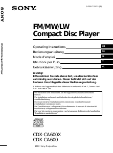 Mode d’emploi Sony CDX-CA600 Autoradio