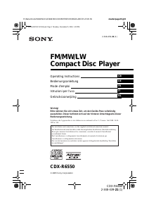 Mode d’emploi Sony CDX-R6550 Autoradio