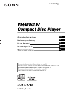 Manual Sony CDX-GT710 Car Radio