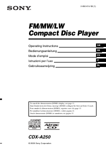 Manuale Sony CDX-A250 Autoradio