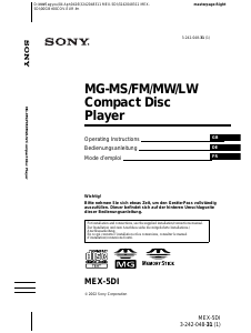 Mode d’emploi Sony MEX-5DI Autoradio