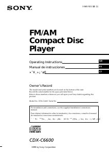 Manual de uso Sony CDX-C6600 Radio para coche