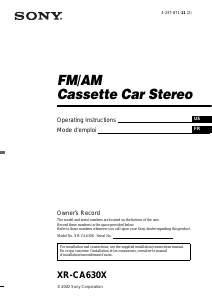 Manual Sony XR-CA630X Car Radio