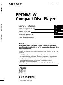 Manual Sony CDX-M850MP Car Radio