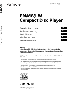 Mode d’emploi Sony CDX-M730 Autoradio