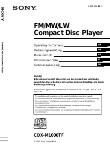 Bedienungsanleitung Sony CDX-M1000TF Autoradio