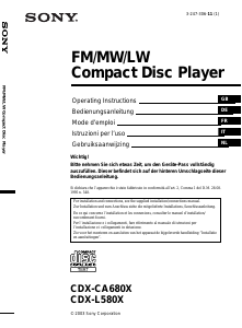 Mode d’emploi Sony CDX-L580X Autoradio