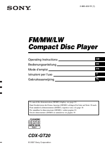 Manual Sony CDX-GT20 Car Radio