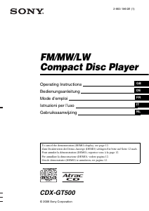 Mode d’emploi Sony CDX-GT500 Autoradio