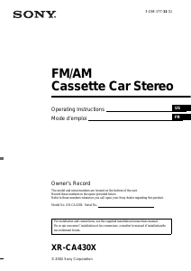 Manual Sony XR-CA430X Car Radio
