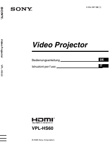 Manuale Sony VPL-HS60 Proiettore