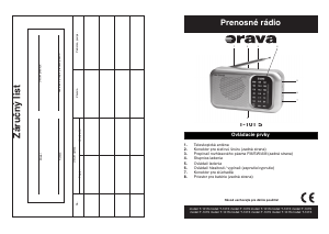 Návod Orava T-101S Rádio