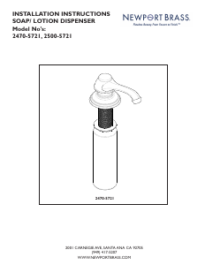 Εγχειρίδιο Newport Brass 2500-5721 Δοχείο υγρού σαπουνιού