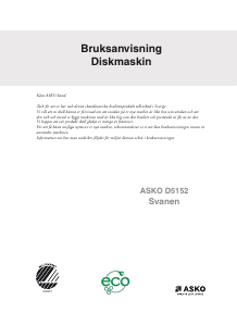 Bruksanvisning Asko D5152 Diskmaskin