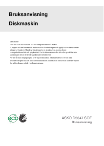 Bruksanvisning Asko D5647 SOF Diskmaskin