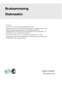 Bruksanvisning Asko D5654 Diskmaskin