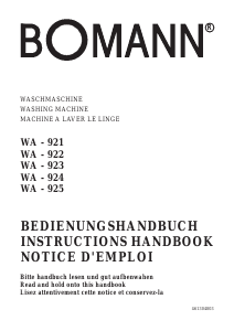 Mode d’emploi Bomann WA 923 Lave-linge
