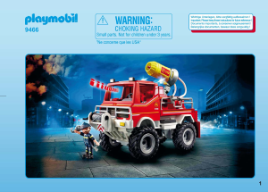 Handleiding Playmobil set 9466 Rescue Brandweer terreinwagen met waterkanon